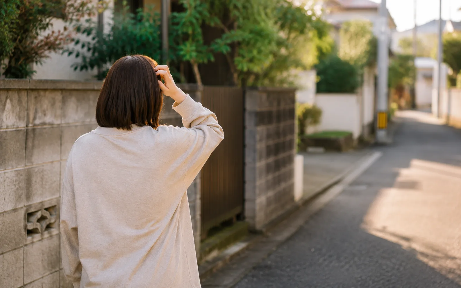 住宅街で猫を探す飼い主